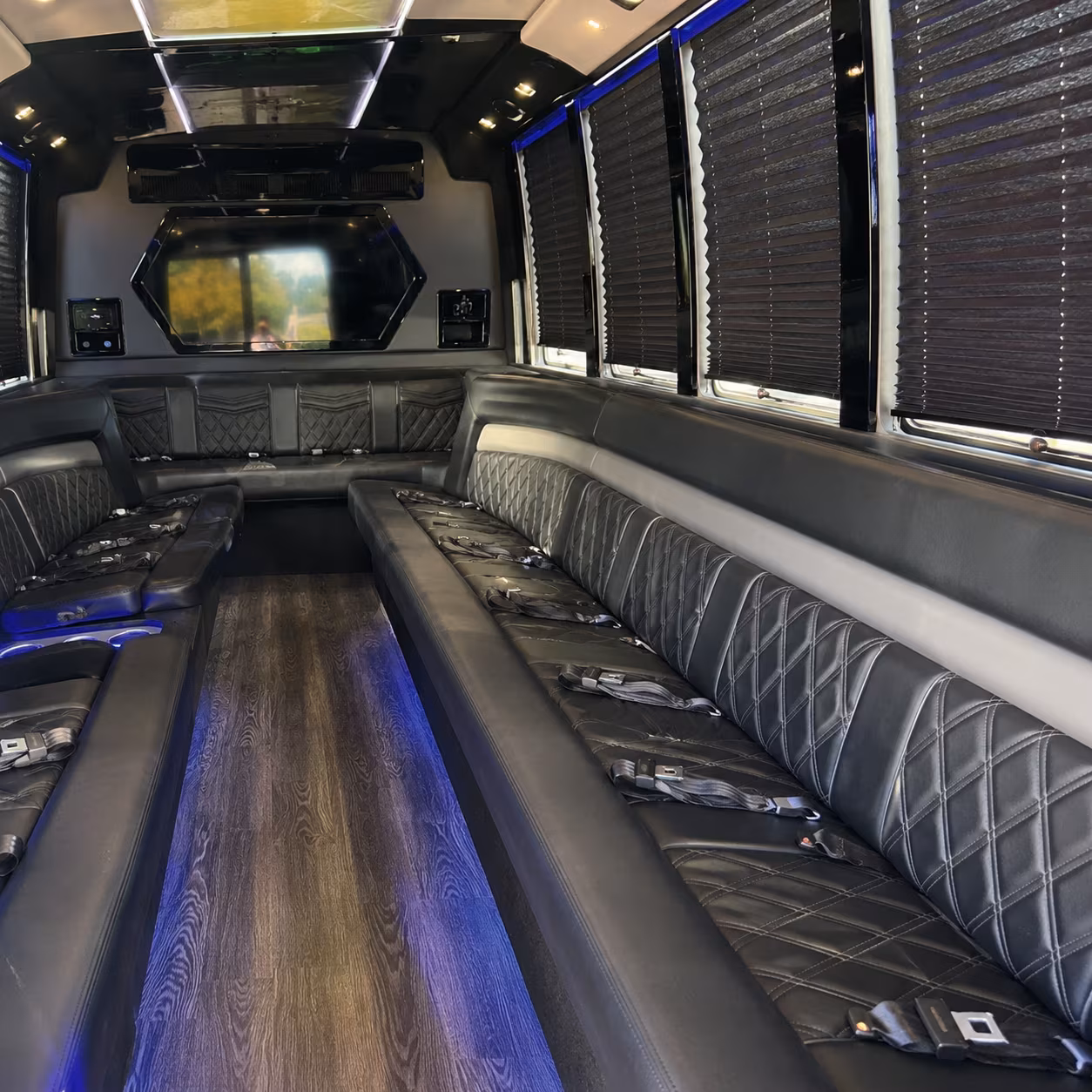 Riverside Bachelor & Bachelorette Transportation party bus interior