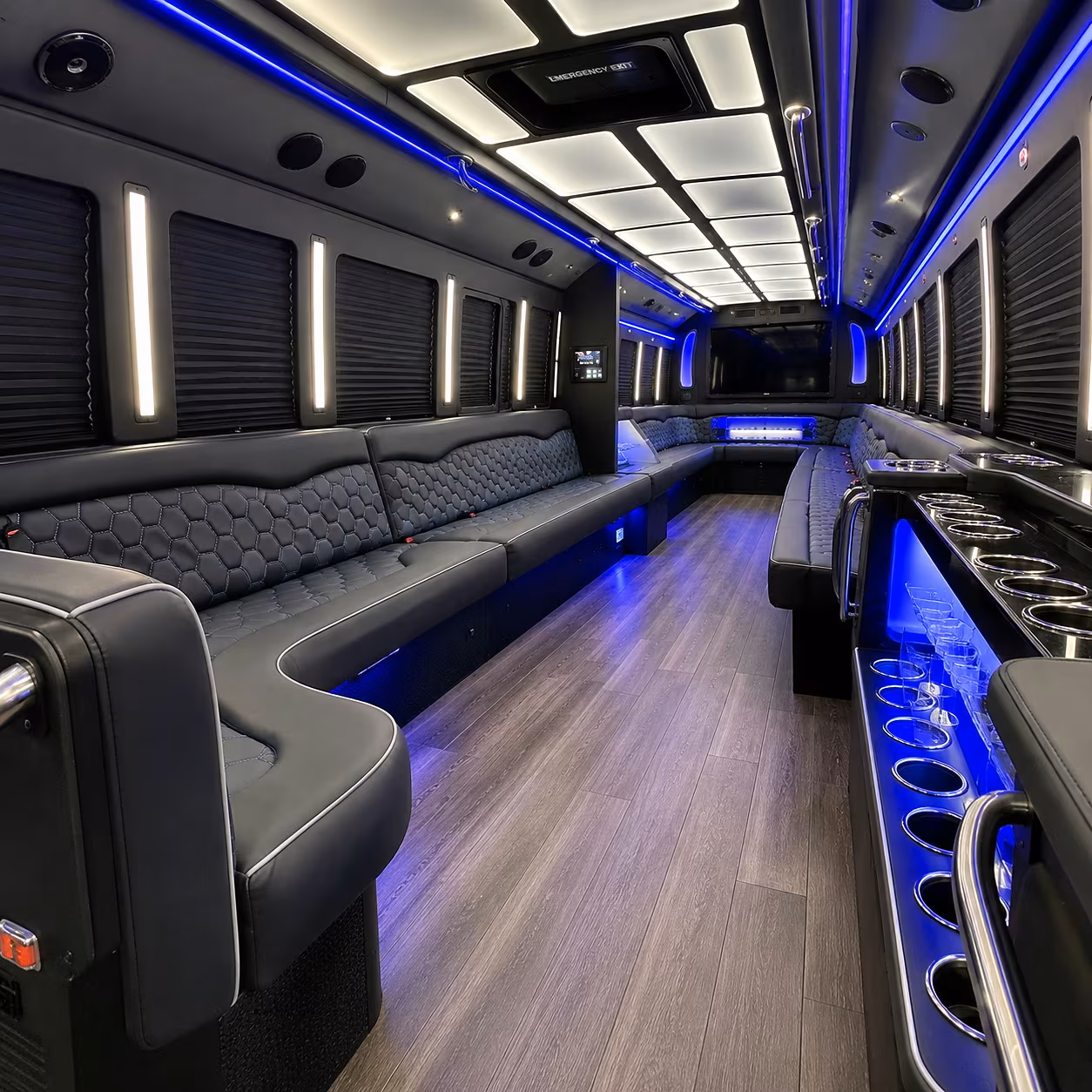 Riverside Private Event Transportation party bus interior