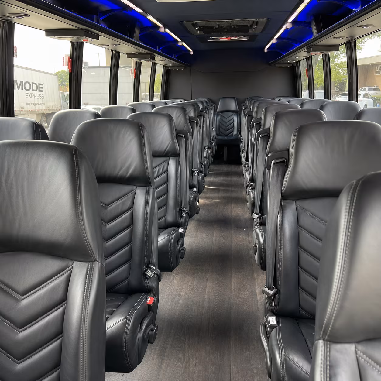 Riverside School Event Transportation party bus exterior