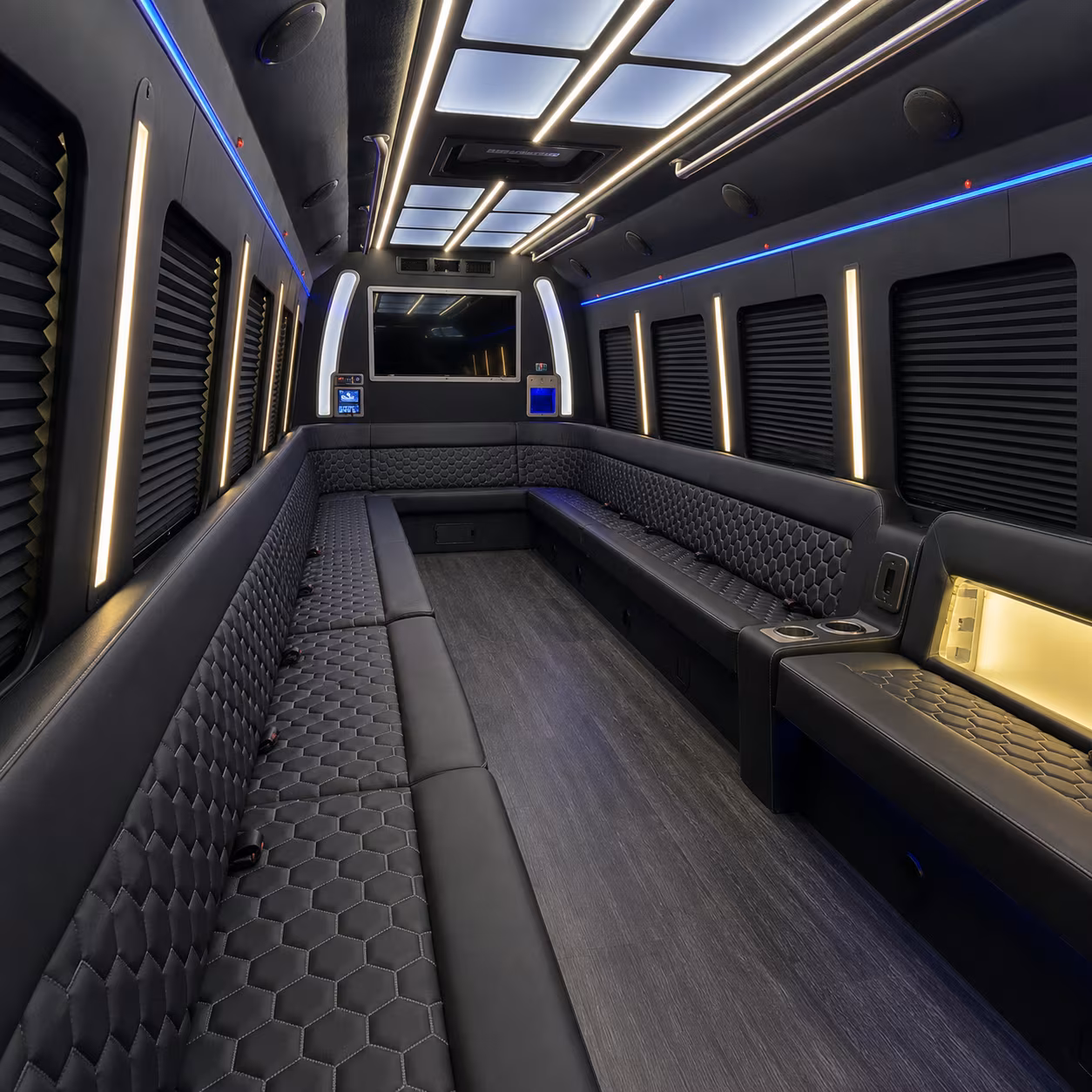 Riverside Sporting Event Transportation party bus exterior