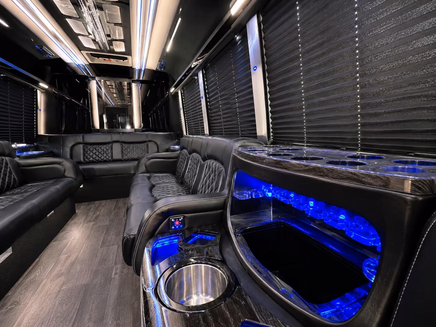 Riverside Sporting Event Transportation party bus interior