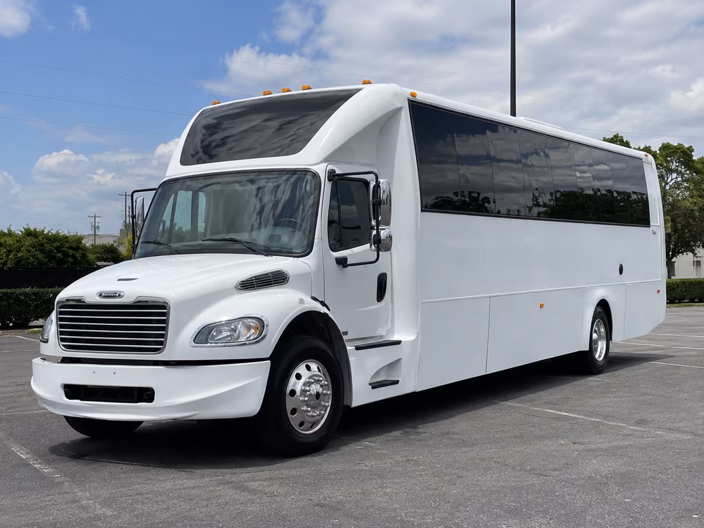 Riverside Wedding Transportation party bus exterior