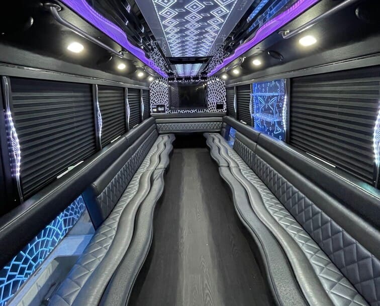 Laguna Beach 30 Passenger Party Bus White Interior