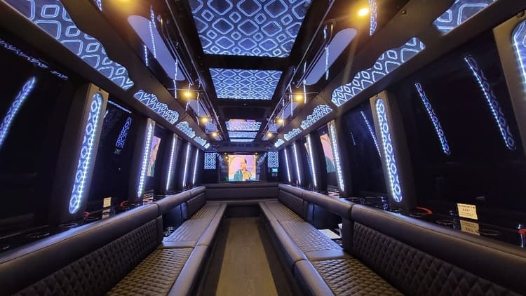 Laguna Beach 40 Passenger Limo Bus Interior